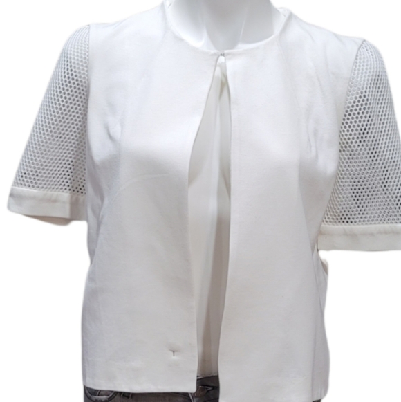 Nine West White Cardigan Short Sleeve Jacket Women's Sz 8 - Picture 7 of 13